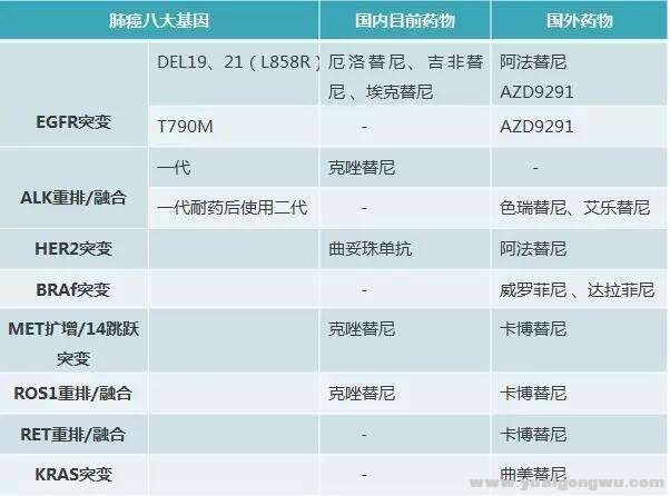 表5：非小细胞肺癌靶向药物